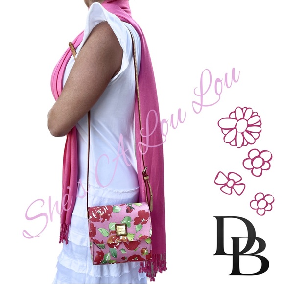 Dooney & Bourke 🌸 Pink Floral, Letter Carrier Leather Crossbody bag 🌸 - Picture 16 of 16